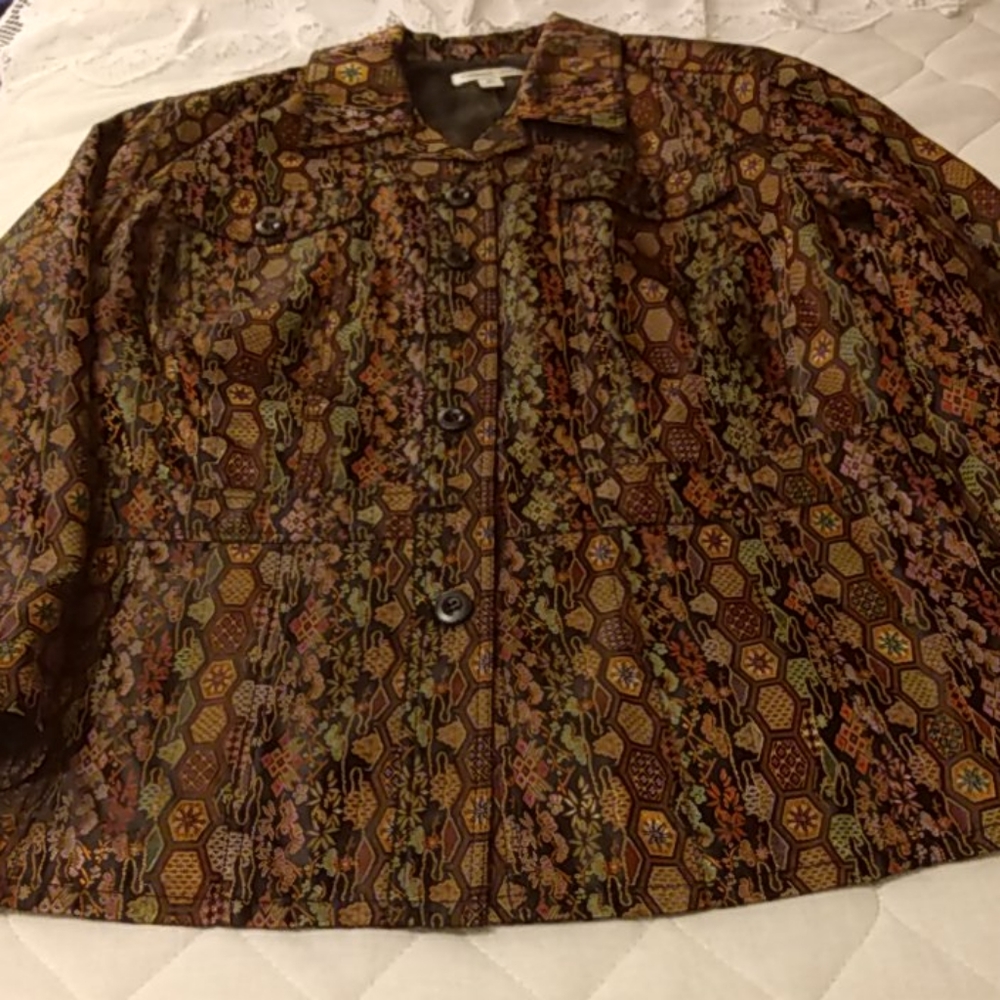 Coldwater Creek Asian print dress jacket sz 3x
